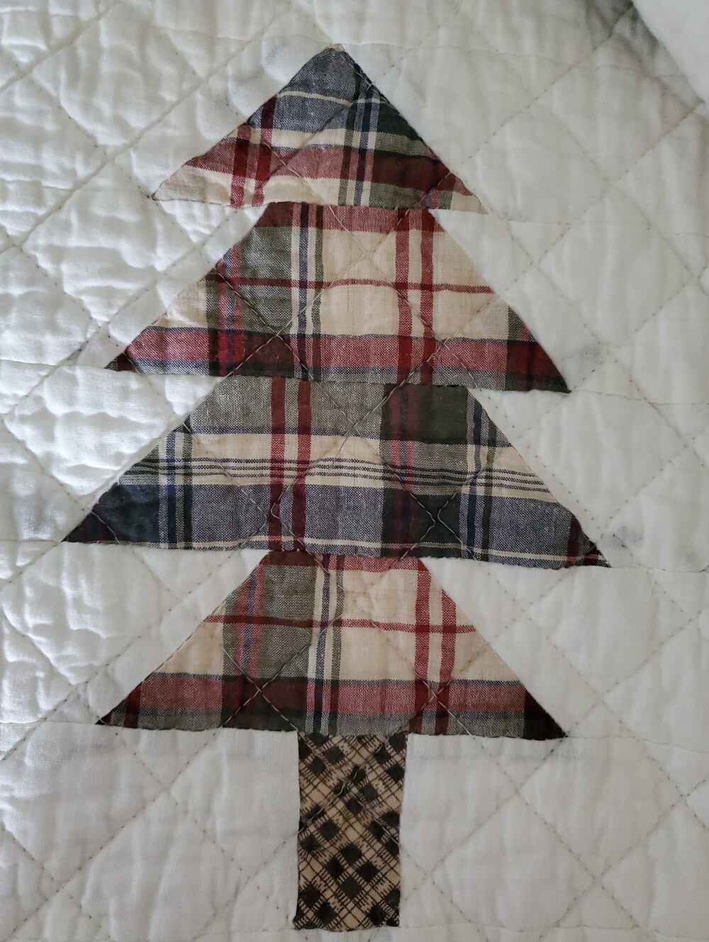 Two Quilted Tree Accent Pillow Shams Standard Patchwork Rustic Christmas Tree - Picture 7 of 14